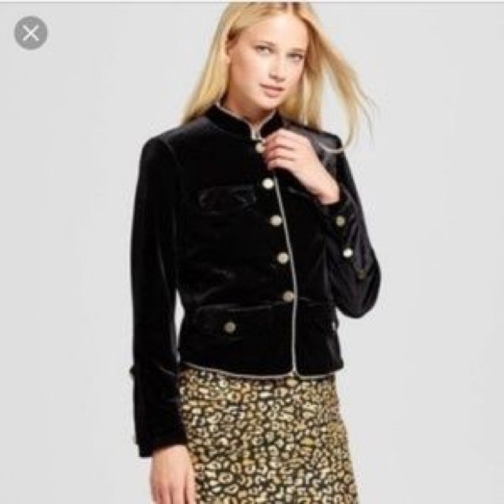 Military Jacket / Blazer Black Velvet-Look 80s Who What Wear